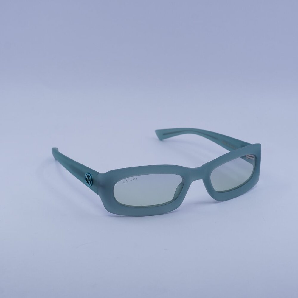 Gucci GG1786S 005 Sunglasses Light Green Rectangle Frame, Blue/Green Lenses